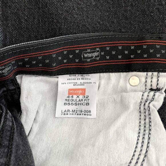 Wrangler Premium Jeans Regular Fit Black Denim Stretch Waist Men's Size 44 x 32 - Picture 7 of 8